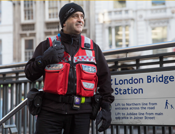 Community Warden officer on duty in the city